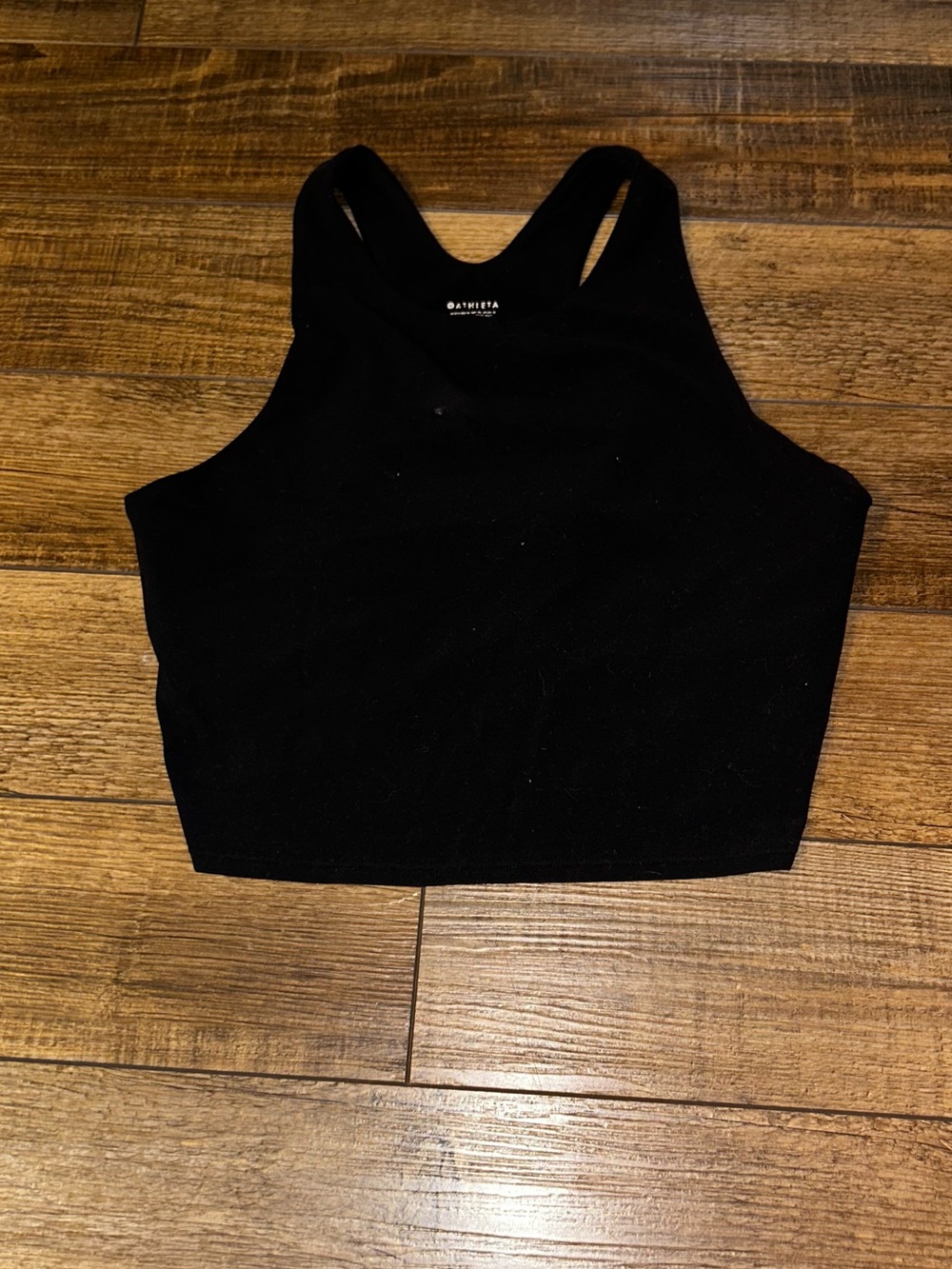 Athleta Black Ribbed Racerback Crop Top